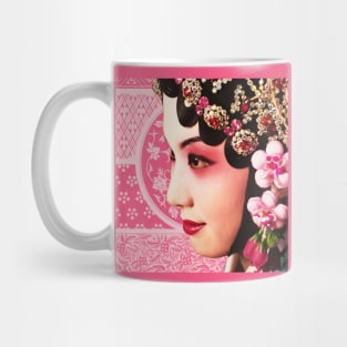 Chinese Opera Star with Blush Pink Traditional Pattern- Hong Kong Retro Mug